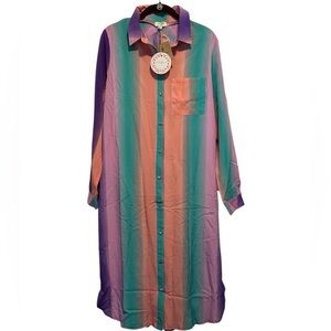 NWT.. Umgee Ombre’ Multicolored Striped Dress Or Duster Large